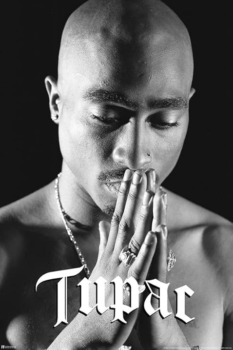 Tupac Praying Poster - 2Pac 90s Hip Hop Rapper Wall Art Print